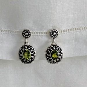 Sterling peridot pierced earings